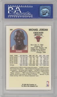 Michael Jordan  from the 1989-90 NBA Hoops  set graded by PSA and given an overall grade of 9.