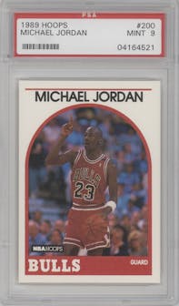 Michael Jordan  from the 1989-90 NBA Hoops  set graded by PSA and given an overall grade of 9.