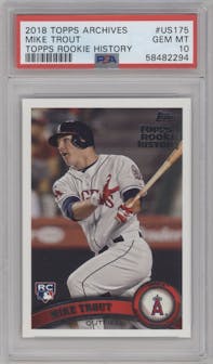 Mike Trout from the 2018 Topps Archives set graded by PSA and given an overall grade of 10.