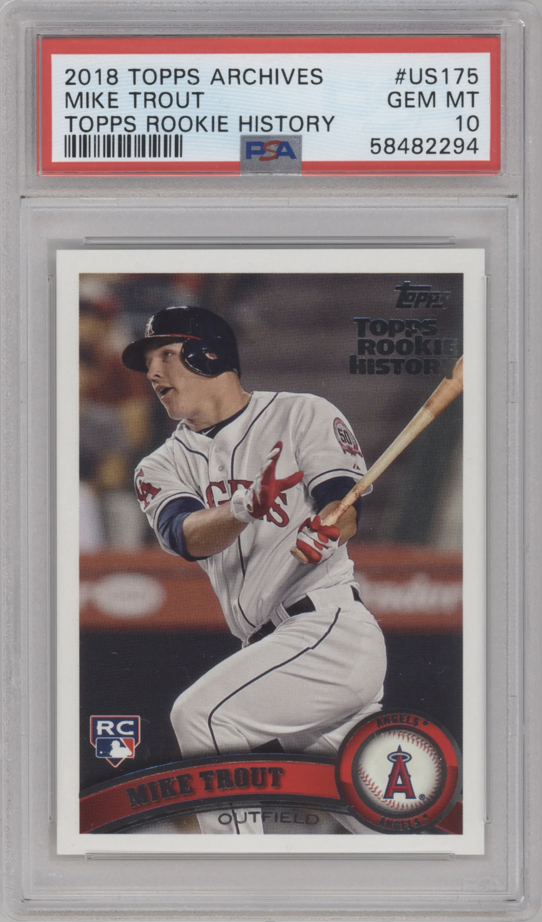 2018 Topps Archives Topps Rookie History Mike Trout #US175 PSA 10