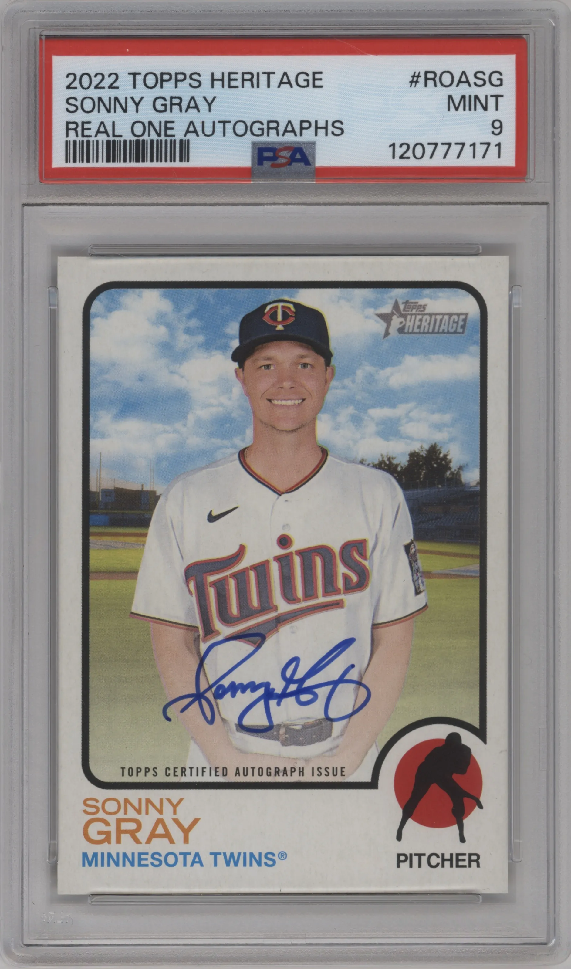 2022 Topps Heritage High Number Real One Auto Sonny Gray #ROA-SG PSA 9