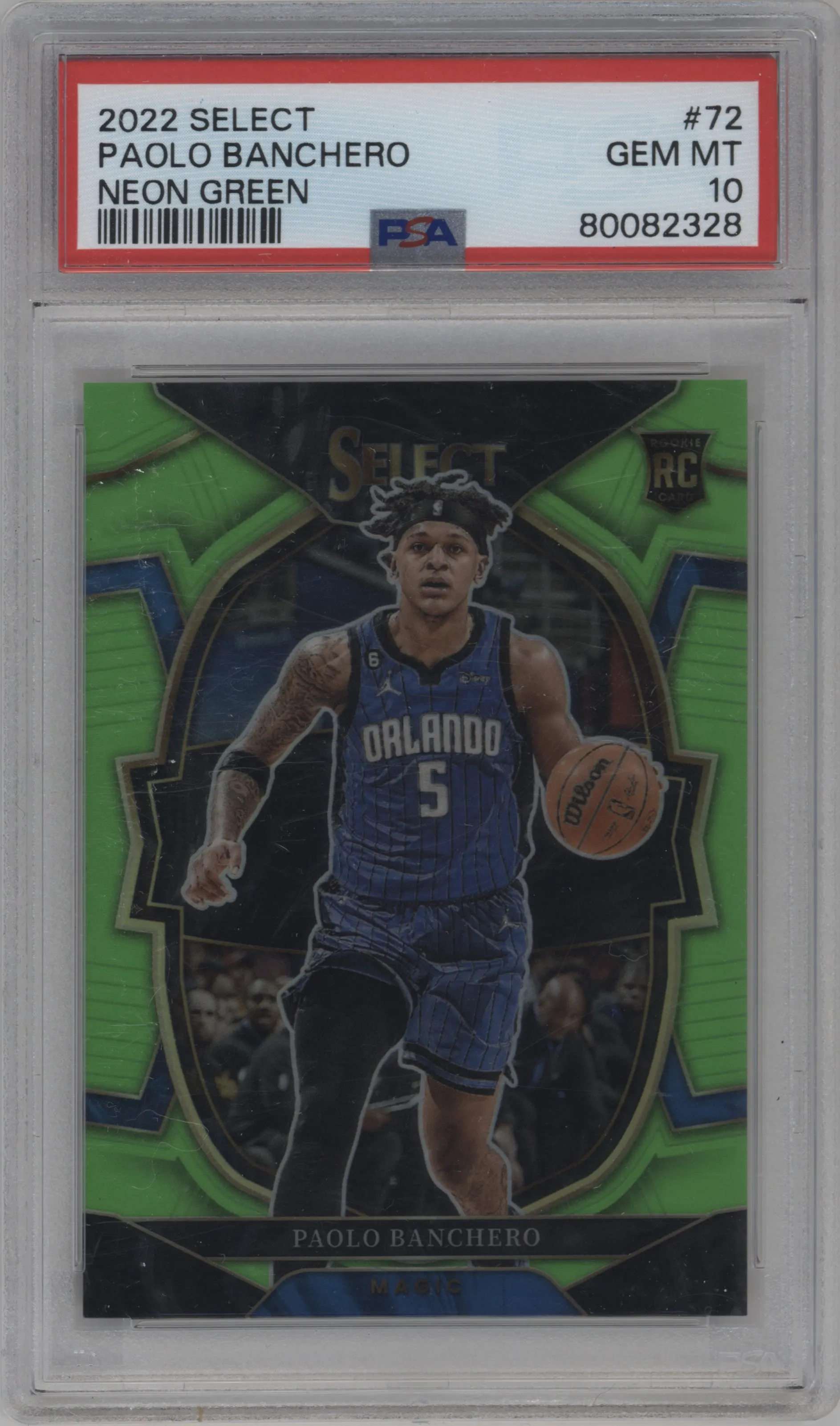 2022 Panini Select Paolo Banchero Neon Green Prizm PSA 10
