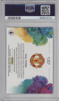 Paul Pogba from the 2019-20 Panini Prizm Premier League set graded by PSA and given an overall grade of 10.