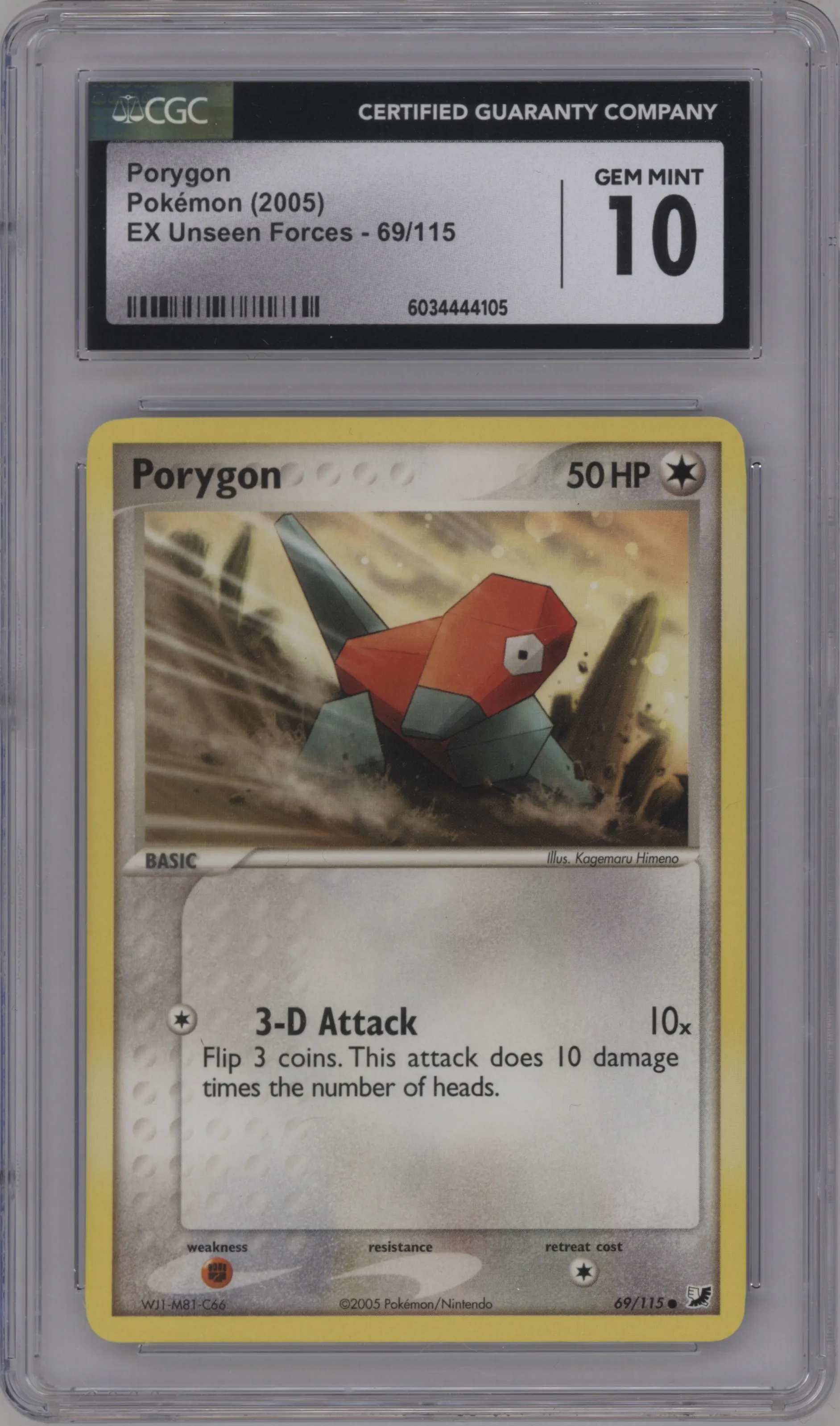 2005 Pokemon EX Unseen Forces Porygon CGC 10