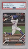Luisangel Acuna from the 2024 Topps Now set graded by PSA and given an overall grade of 10.
