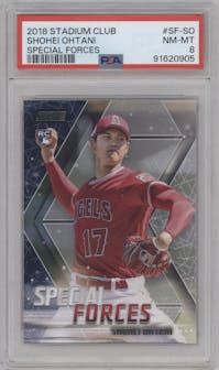 Shohei Ohtani from the 2018 Topps Stadium Club set graded by PSA and given an overall grade of 8.