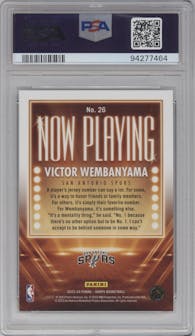 Victor Wembanyama from the 2023-24 Panini NBA Hoops set graded by PSA and given an overall grade of 9.