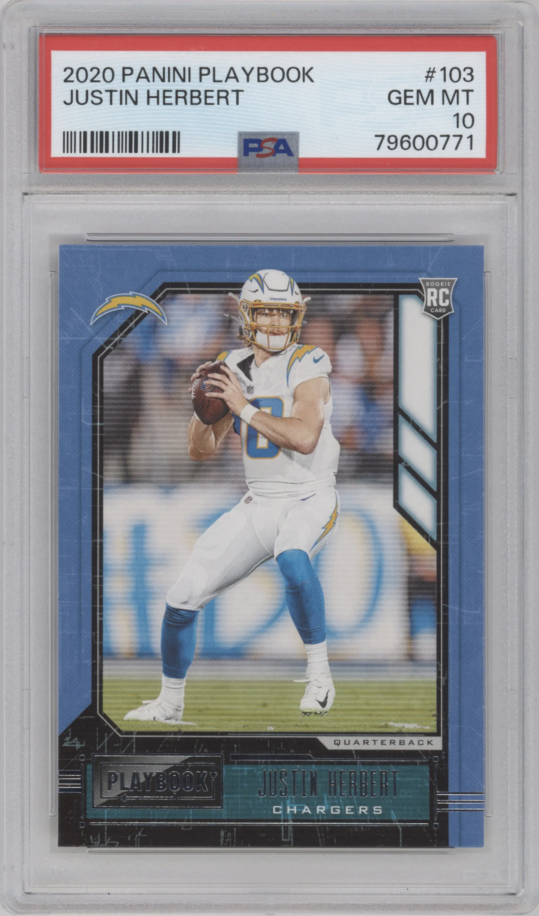 2020 Panini Playbook Justin Herbert #103 PSA 10