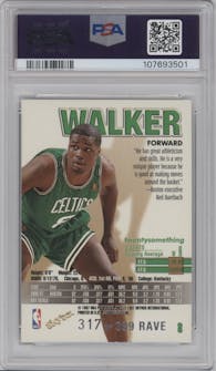 Antoine Walker from the 1997-98 Skybox Z-Force set featuring a  Rave parallel graded by PSA and given an overall grade of 9.