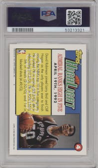 David Robinson from the 1992-93 Topps set featuring a Gold parallel graded by PSA and given an overall grade of 9.