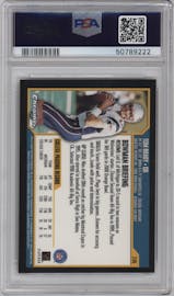 Tom Brady from the 2000 Bowman Chrome set graded by PSA and given an overall grade of 9.