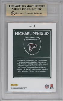 Michael Penix Jr. from the 2024 Donruss set graded by Beckett and given an overall grade of 10.