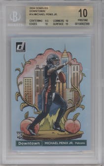 Michael Penix Jr. from the 2024 Donruss set graded by Beckett and given an overall grade of 10.