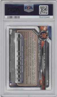 Peter Alonso from the 2018 Bowman set featuring a Blue parallel graded by PSA and given an overall grade of 9.