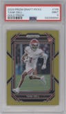 Tank Dell  from the 2023 Panini Prizm Draft Picks set featuring a Gold Prizm parallel graded by PSA and given an overall grade of 9.