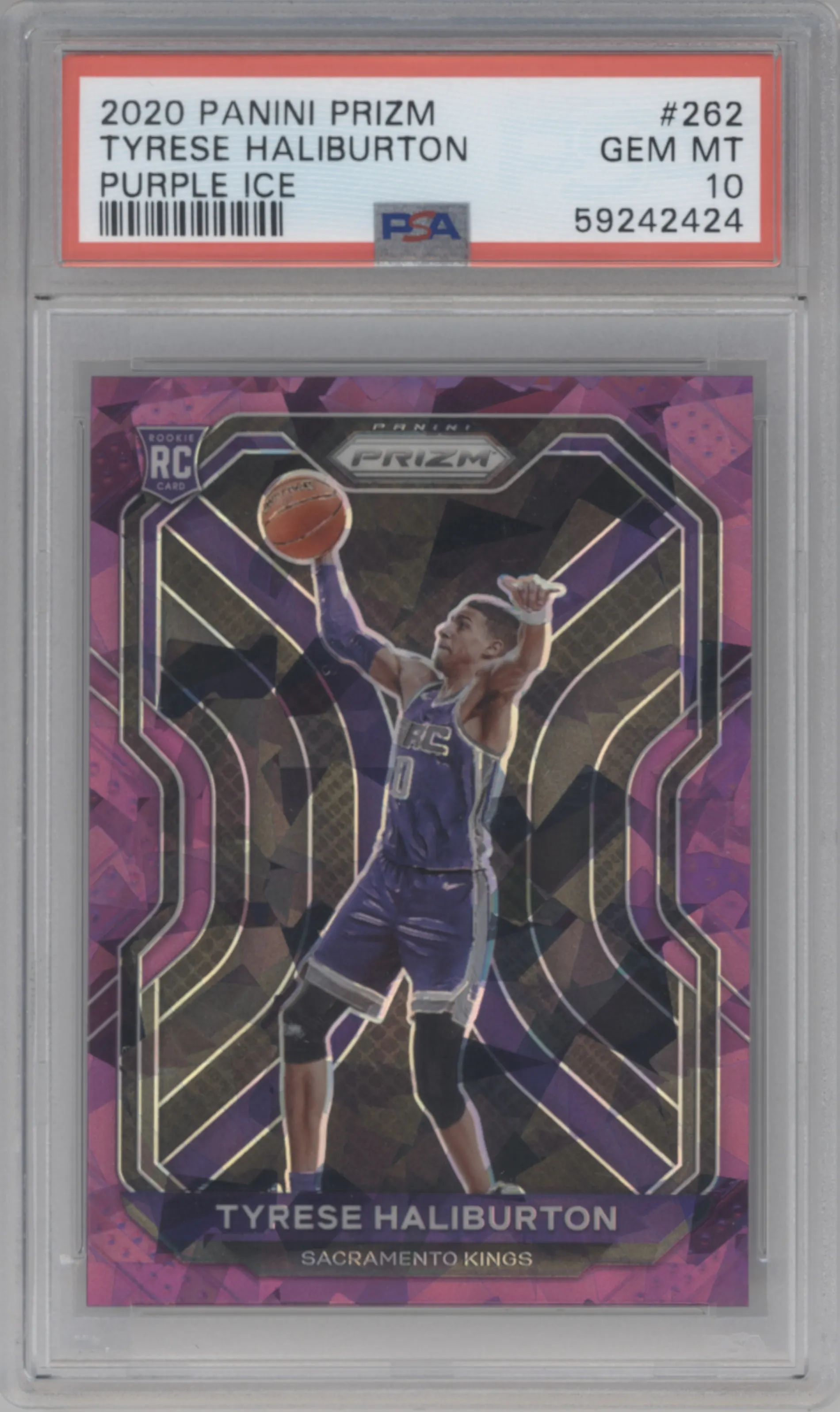 2020 Panini Prizm Tyrese Haliburton Purple Ice PSA 10