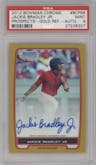 Jackie Bradley Jr. from the 2012 Bowman set featuring a Gold Refractor parallel graded by PSA and given an overall grade of 9.