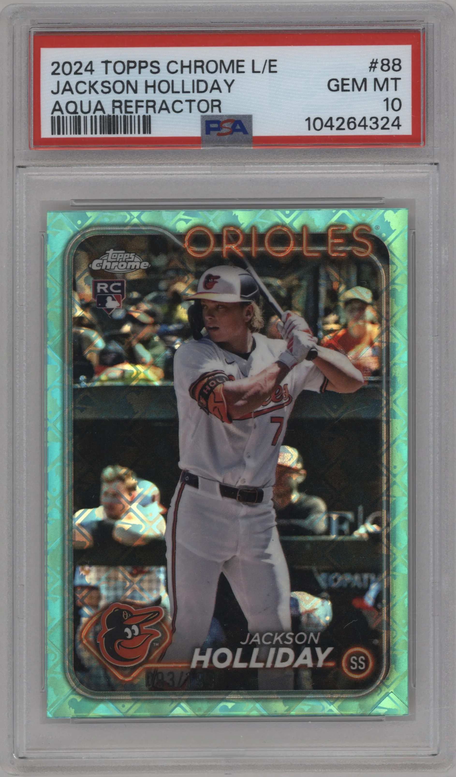 2024 Topps Chrome Logofractor Jackson Holliday Aqua Refractor PSA 10