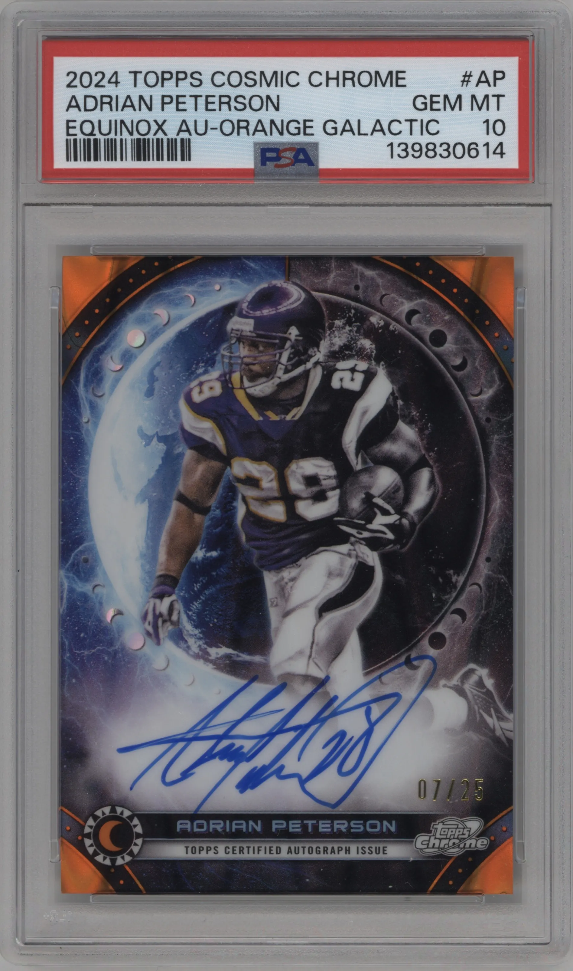 2024 Topps Cosmic Chrome Equinox Auto Adrian Peterson Orange Galactic #EQA-AP PSA 10