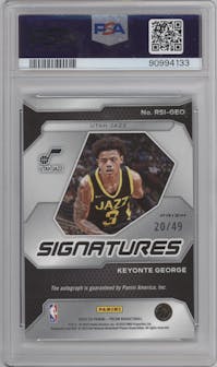 Keyonte George from the 2023-24 Panini Prizm set featuring a Choice Blue parallel graded by PSA and given an overall grade of 9.