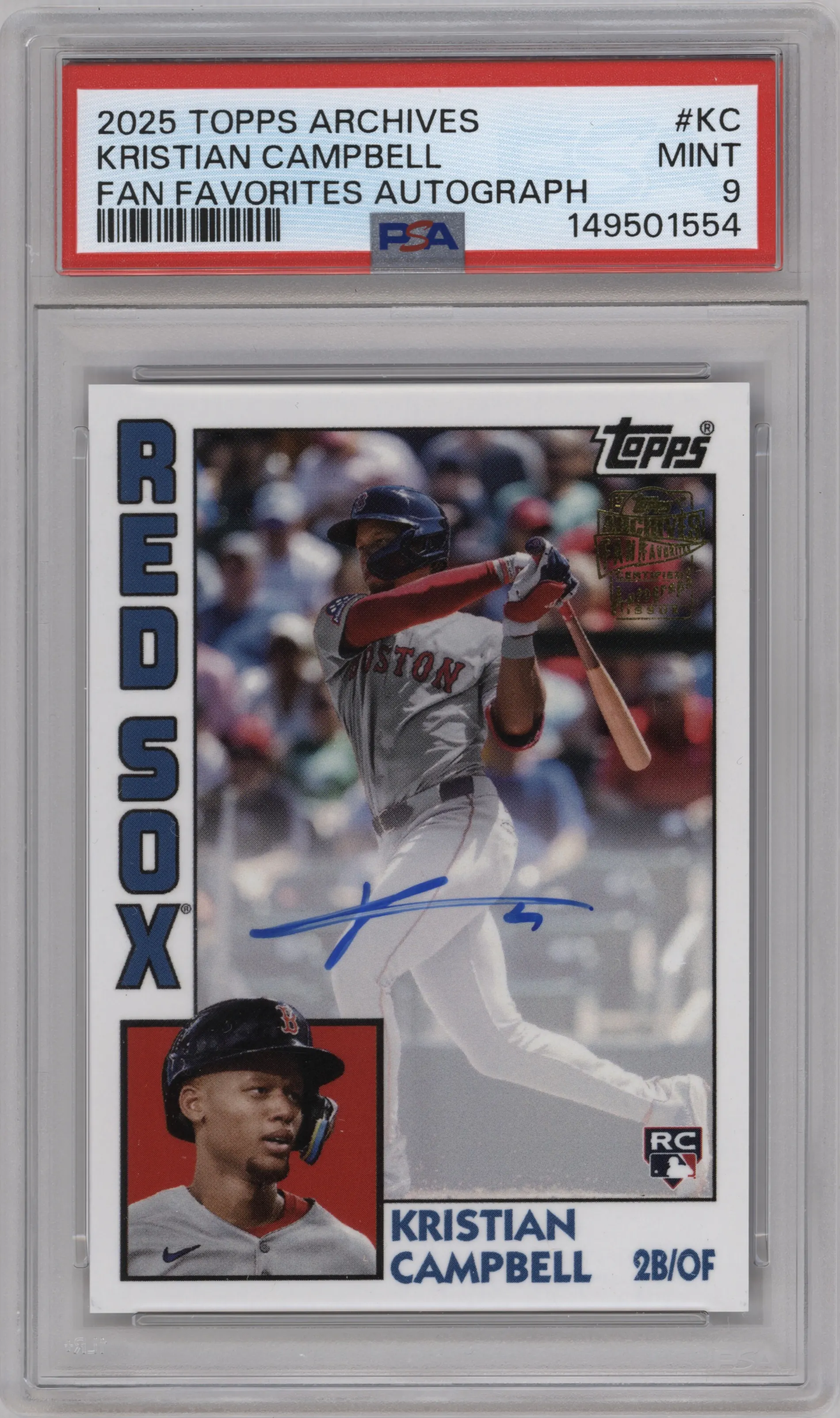 2025 Topps Archives '84 FF Auto Kristian Campbell PSA 9
