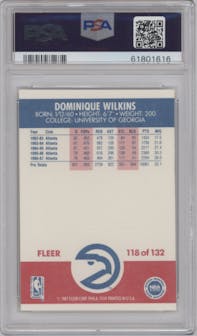 Dominique Wilkins from the 1987-88 Fleer set graded by PSA and given an overall grade of 8.