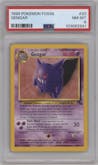 Gengar from the 1999 Pokemon set graded by PSA and given an overall grade of 8.