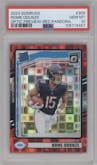 Rome Odunze from the 2024 Donruss set featuring a Red Pandora parallel graded by PSA and given an overall grade of 10.