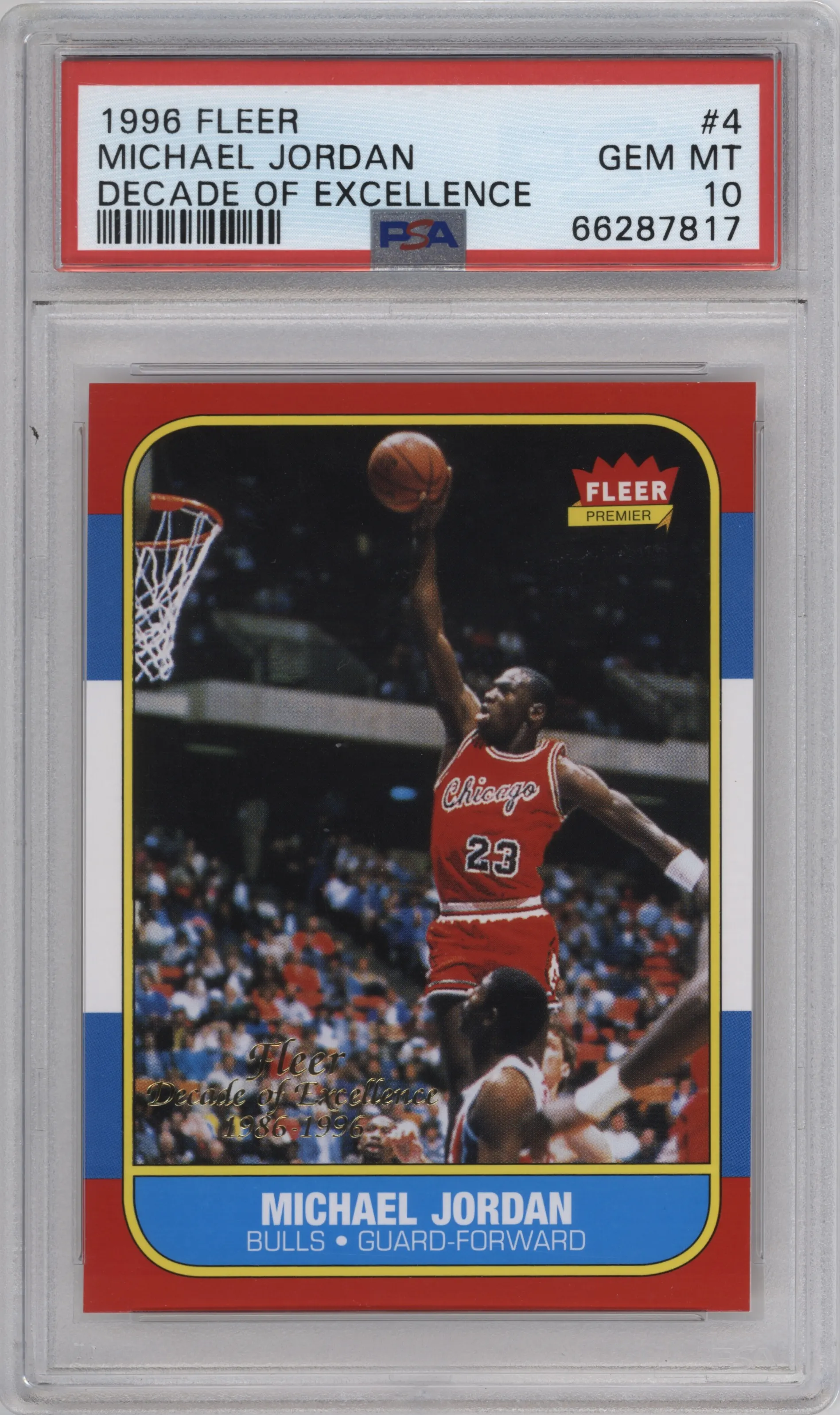 1996 Fleer Decade of Excellence Michael Jordan #4 PSA 10
