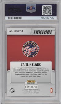 Caitlin Clark from the 2024-25 Panini Instant WNBA set graded by PSA and given an overall grade of 9.