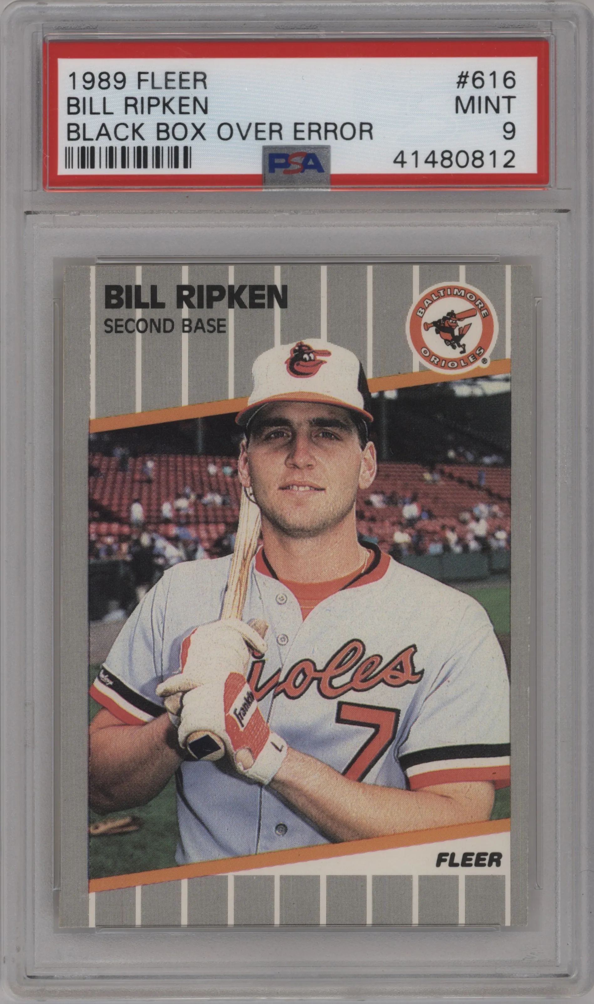 1989 Fleer Bill Ripken Black Box Error #616 PSA 9