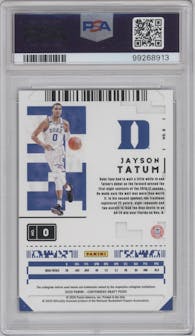 Jayson Tatum from the 2020-21 Panini Contenders Draft Picks set featuring a Green Explosion parallel graded by PSA and given an overall grade of 9.