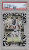 Will Anderson Jr. from the 2023 Panini Select set featuring a Die-Cut Zebra Prizm parallel graded by PSA and given an overall grade of 9.