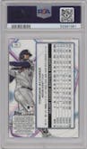 Yordan Alvarez from the 2023 Topps Cosmic Chrome set featuring a Blue Moon Refractor parallel graded by PSA and given an overall grade of 10.