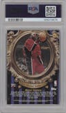 Michael Jordan from the 1998-99 Topps set featuring a Refractor W/Coating parallel graded by PSA and given an overall grade of 9.