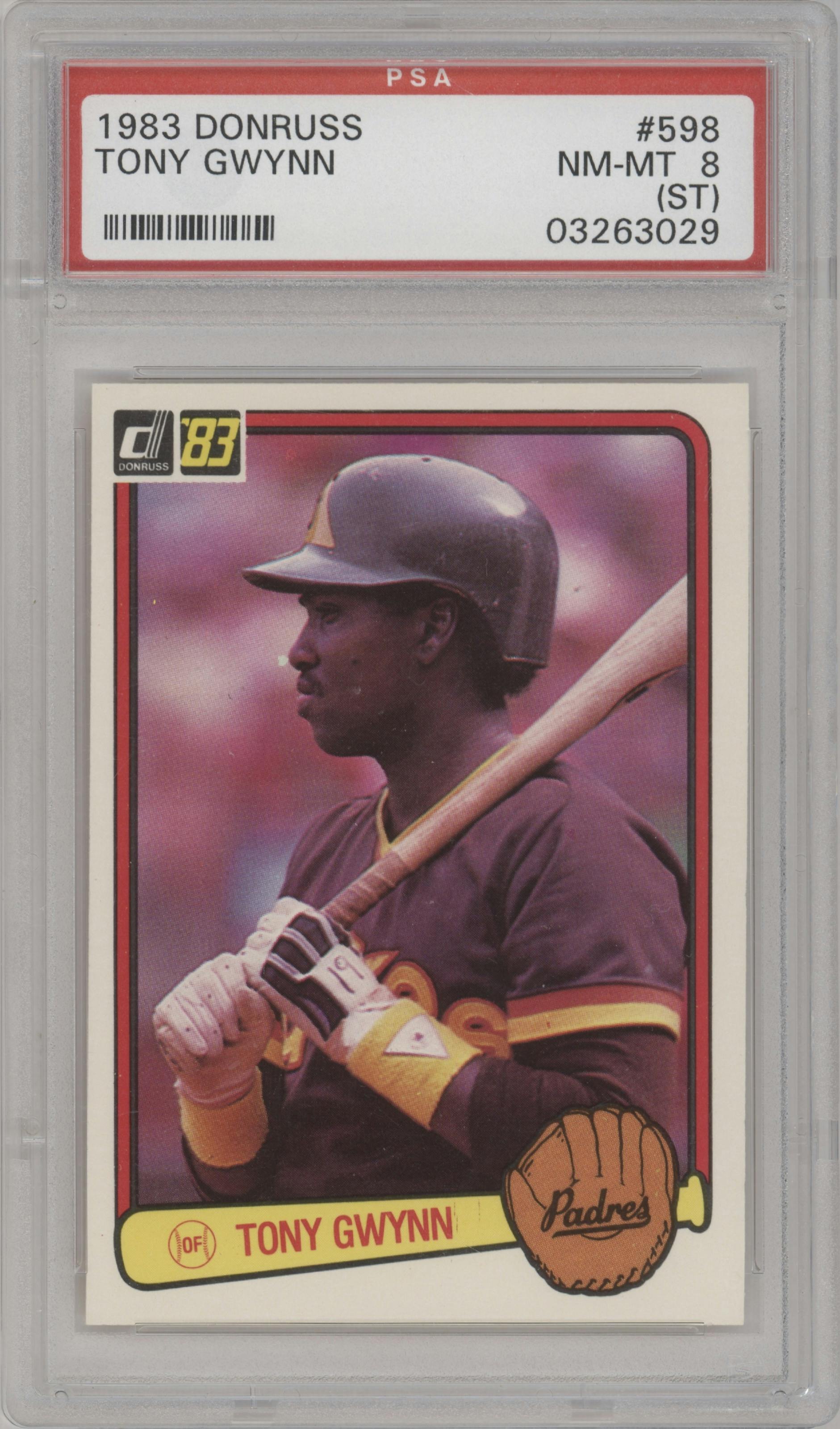 Tony Gwynn from the 1983 Donruss set graded by PSA and given an overall grade of 8.