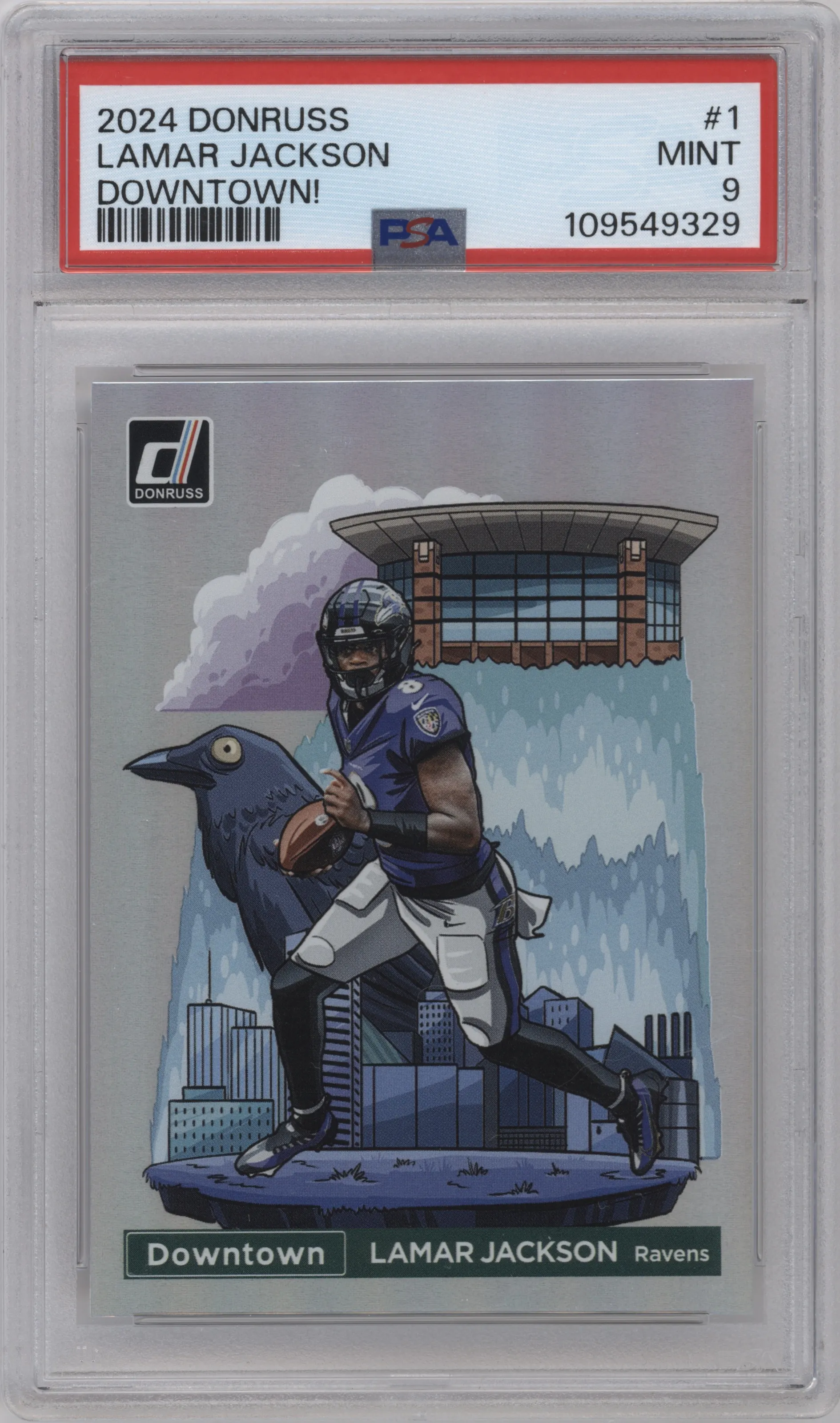 2024 Donruss Downtown Lamar Jackson #1 PSA 9