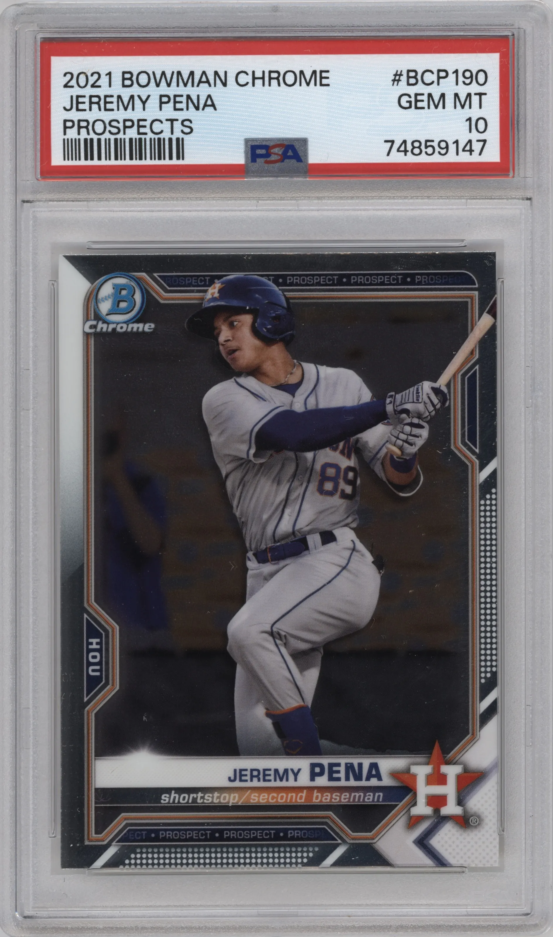 2021 Bowman Chrome Prospects Jeremy Pena #BCP-190 PSA 10