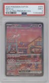 Mew ex from the 2023 Pokemon SV set featuring a Scarlet & Violet 151 Ultra Premium Collection parallel graded by PSA and given an overall grade of 9.