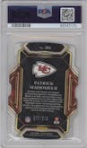 Patrick Mahomes II  from the 2021 Panini Select set featuring a Die-Cut Neon Green parallel graded by PSA and given an overall grade of 10.