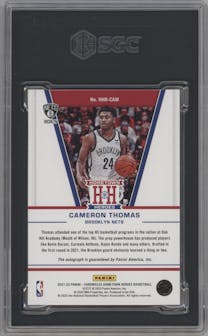 Cameron Thomas from the 2021-22 Panini Chronicles set featuring a Gold  parallel graded by SGC and given an overall grade of 9.5.