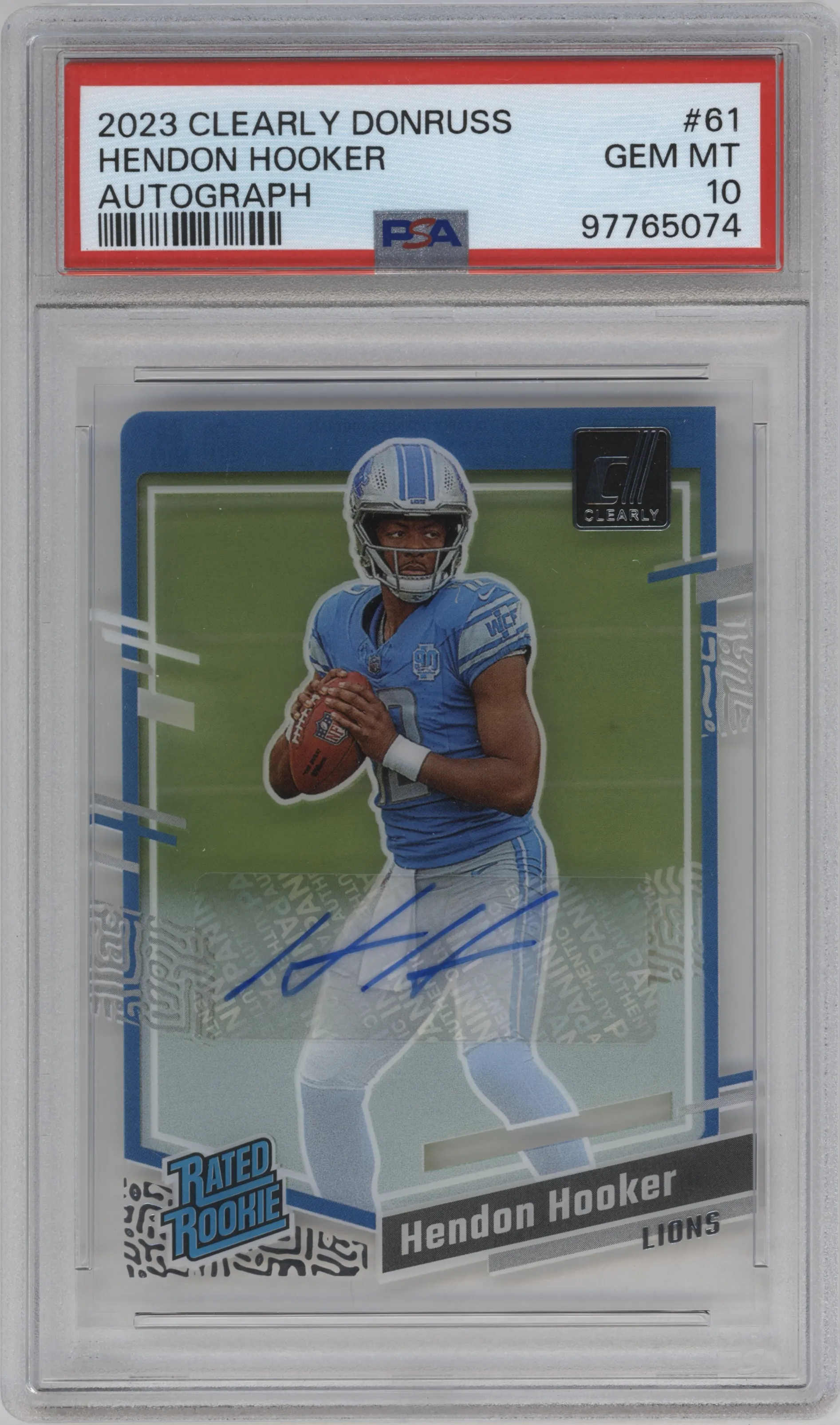 2023 Clearly Donruss Rtd.Rke.Auto Hendon Hooker PSA 10