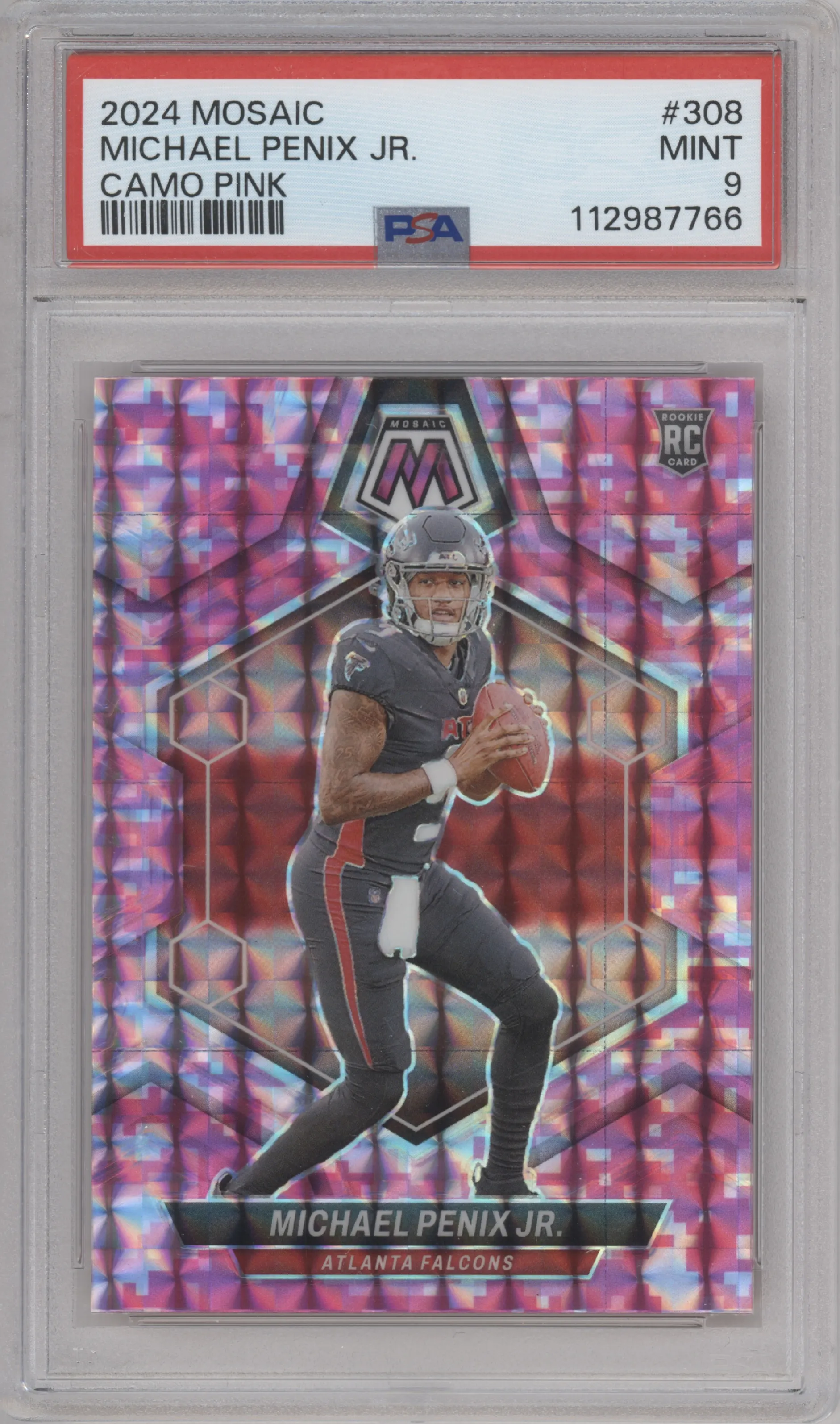 2024 Panini Mosaic Michael Penix Jr. Pink Camo #308 PSA 9