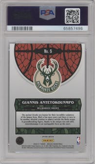 Giannis Antetokounmpo from the 2020-21 Panini Mosaic set graded by PSA and given an overall grade of 9.