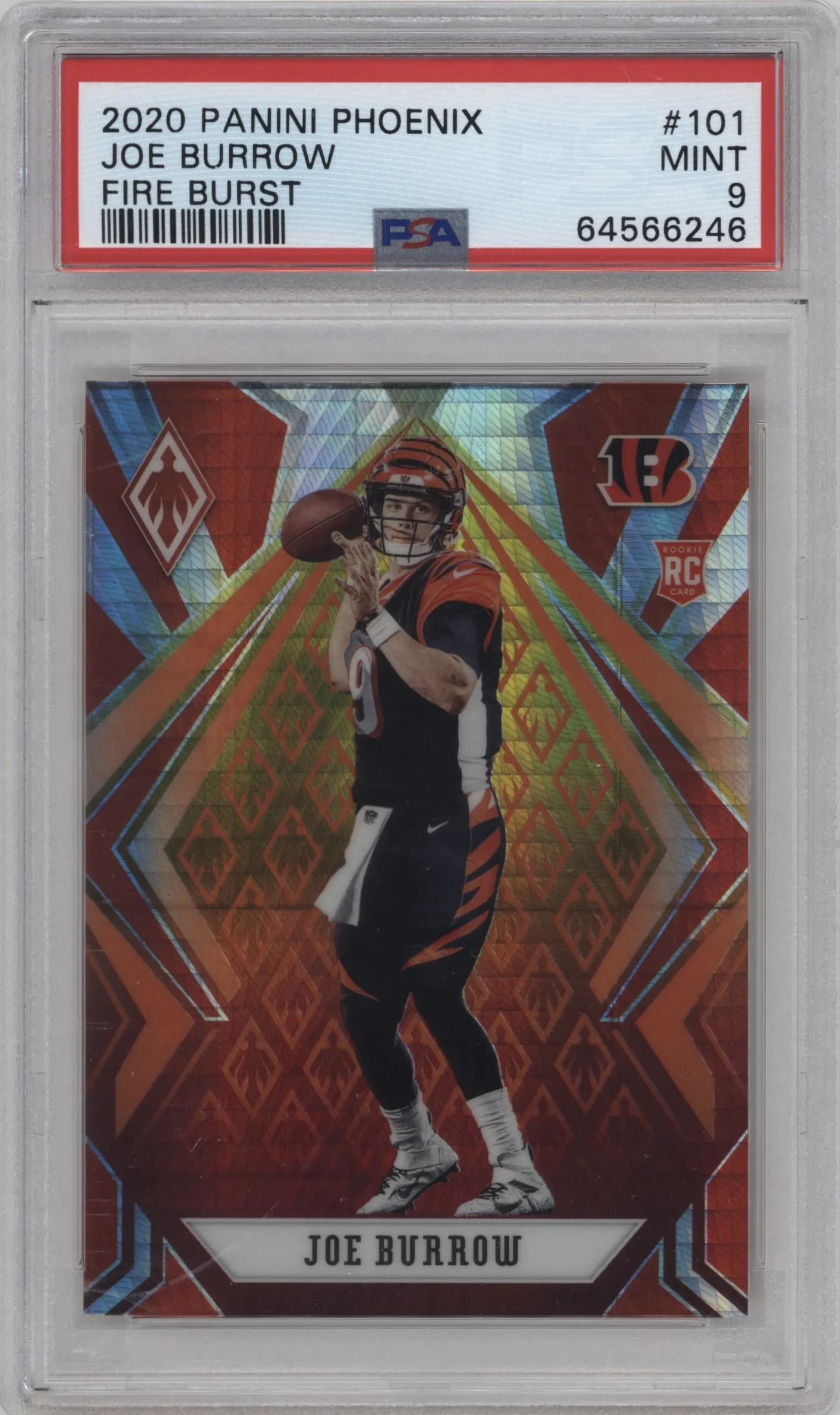 2020 Panini Phoenix Joe Burrow Fire Burst PSA 9