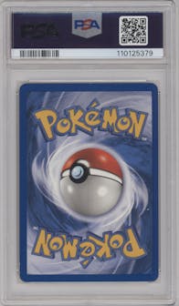 Dark Charizard from the 2000 Pokemon set graded by PSA and given an overall grade of 8.