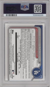 Kellon Lindsey from the 2024 Bowman Draft set featuring a Refractor parallel graded by PSA and given an overall grade of 9.