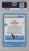 C.J. Stroud from the 2023 Panini Donruss set graded by PSA and given an overall grade of 10.