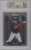 Juan Soto from the 2021 Panini Prizm set graded by Beckett and given an overall grade of 9.5.