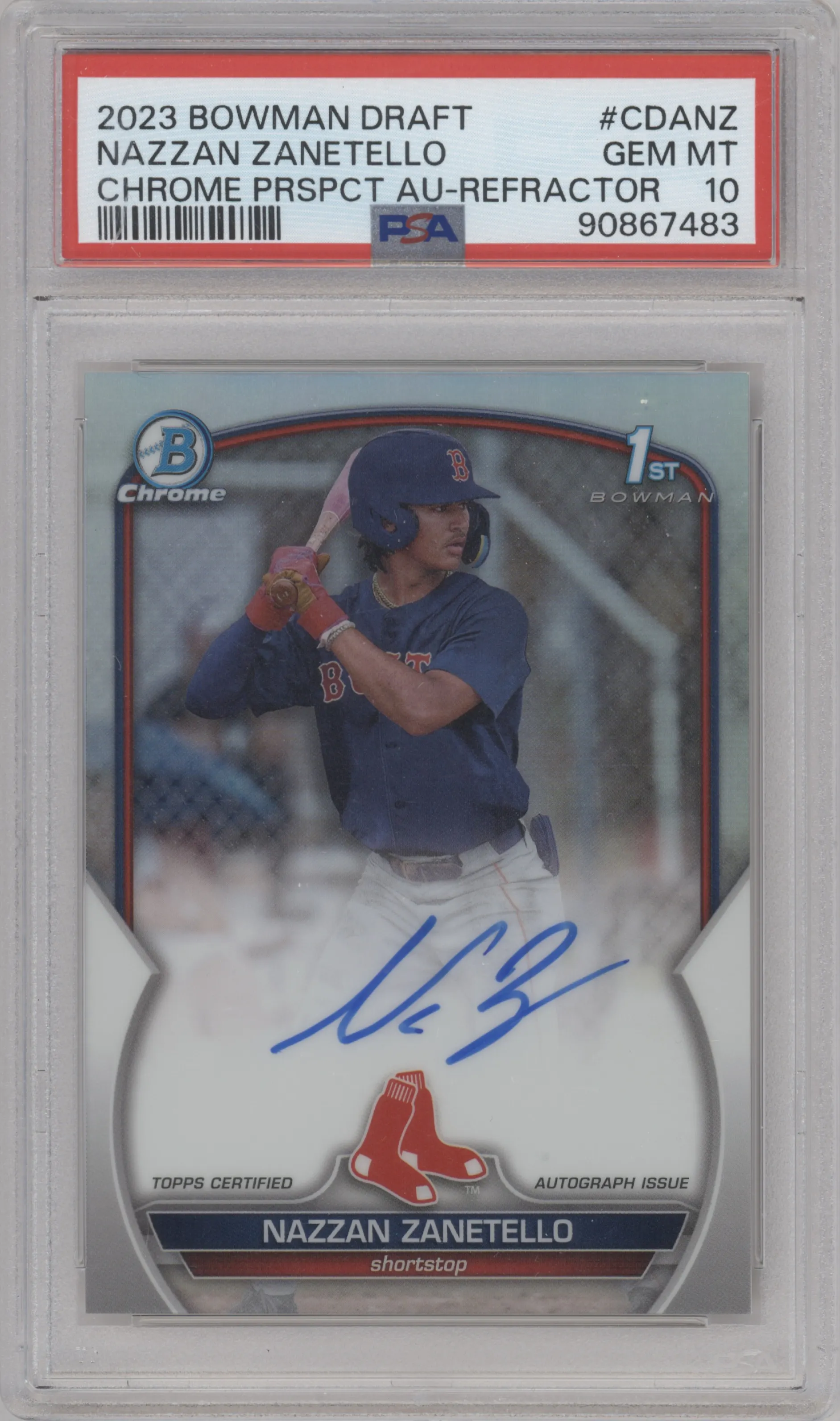 2023 Bowman Draft Chr.Pros.Auto Nazzan Zanetello Refractor PSA 10